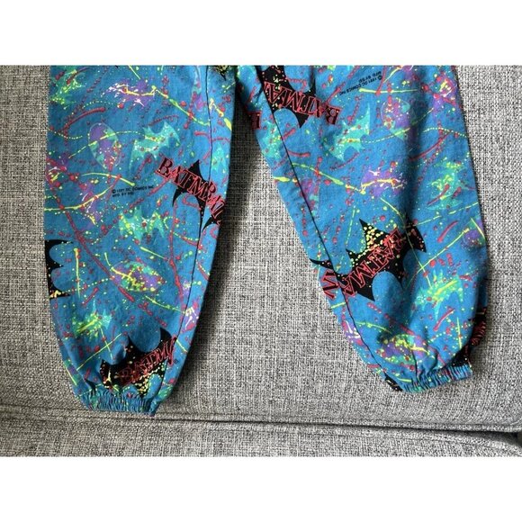 Vtg 90s Batman Pants AOP Little Boys Kids Size 4 Paint Splatter 1991 DC Comics - Picture 3 of 6